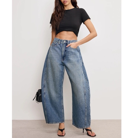 NWT Good American Good Extreme Barrel Jeans High Rise Wide Loose Indigo Sz 8 29